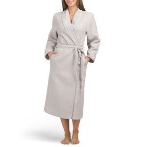 KASSASPA Grey Turkish Cotton Waffle Texture Robe